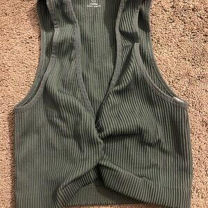 Ribbed Olive Green Tank Top